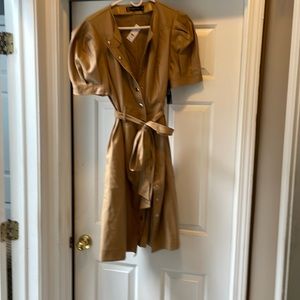 Tan faux leather dress